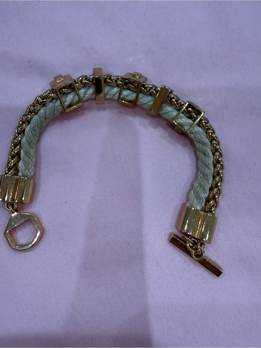 Gold Rope Bracelet with Brown and Amber Stones
